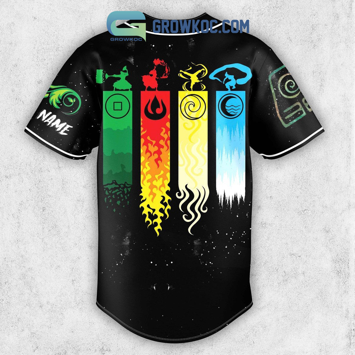 Avatar The Last Airbender Earthbending Fan Personalized Baseball Jersey baseball jersey product view 3