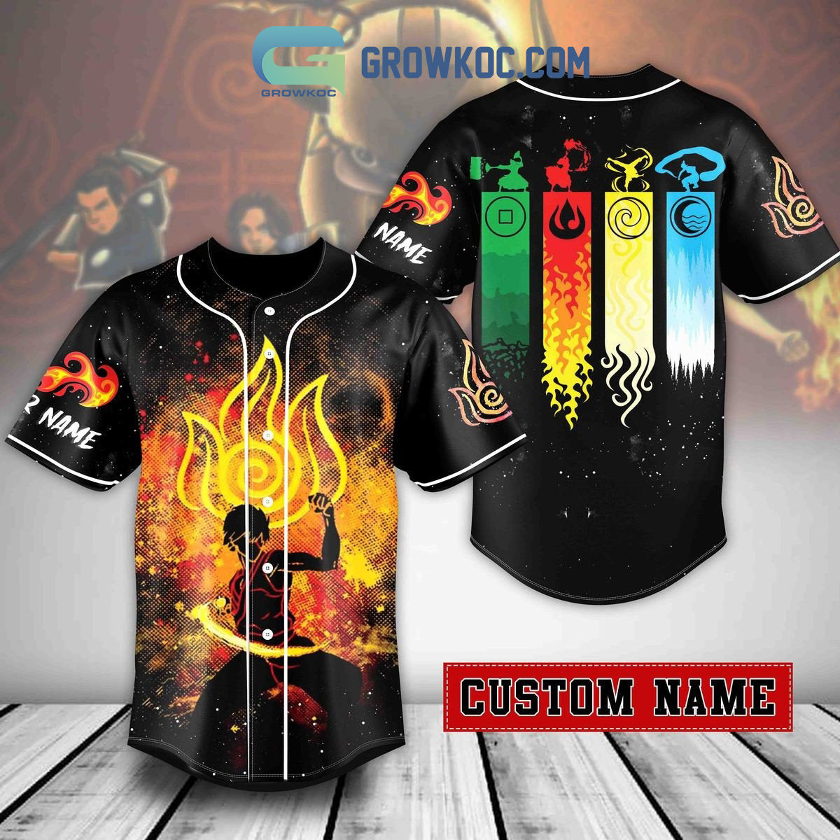 Avatar The Last Airbender Firebending Fan Personalized Baseball Jersey baseball jersey product view 1