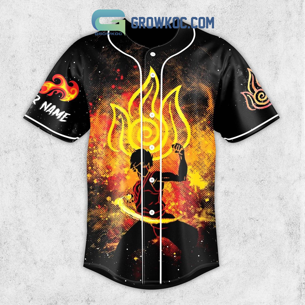 Avatar The Last Airbender Firebending Fan Personalized Baseball Jersey baseball jersey product view 2