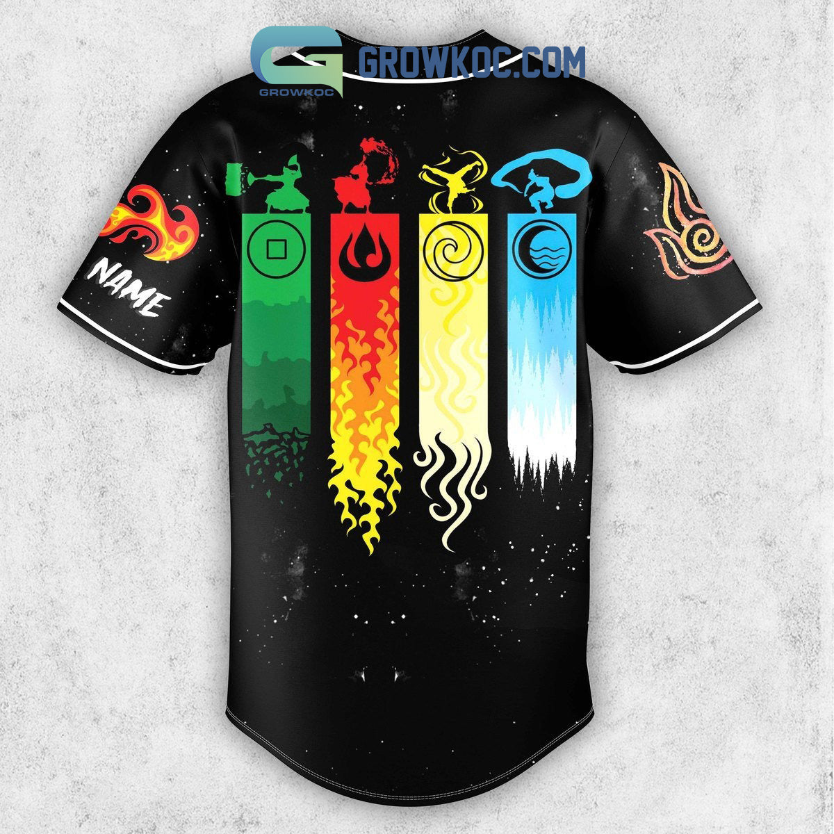 Avatar The Last Airbender Firebending Fan Personalized Baseball Jersey baseball jersey product view 3