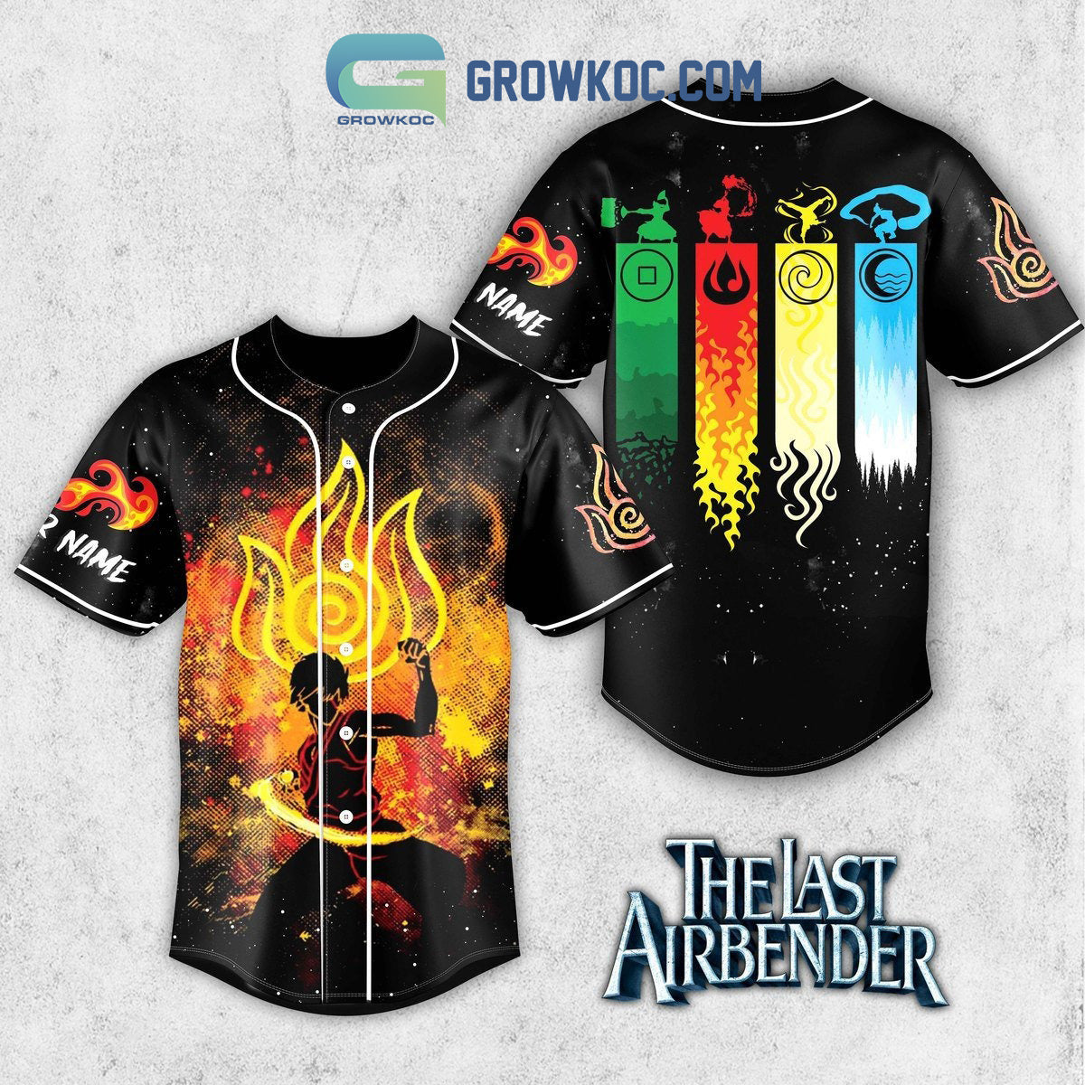 Avatar The Last Airbender Firebending Fan Personalized Baseball Jersey baseball jersey product view 4
