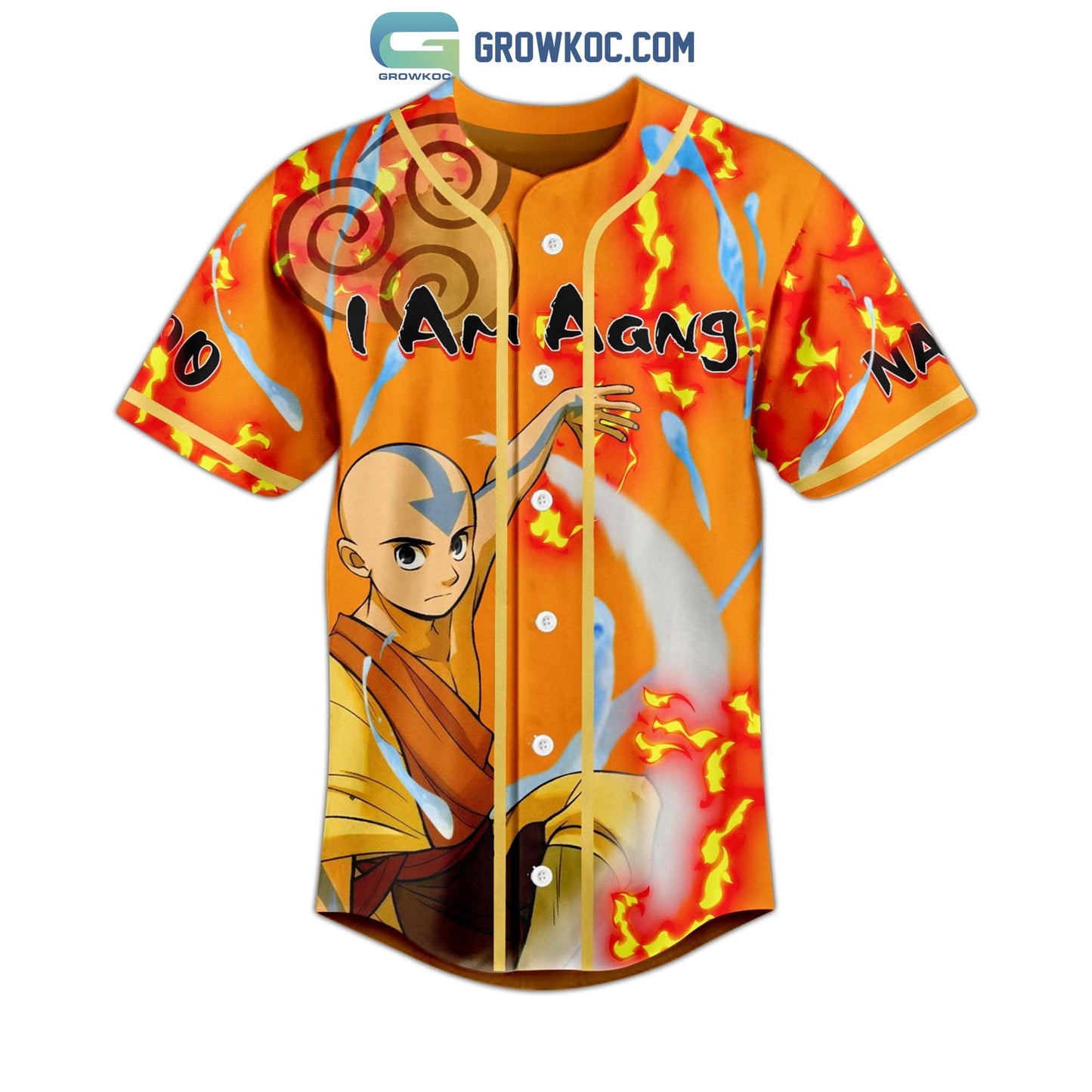 Avatar The Last Airbender I Am Aang Personalized Baseball Jersey baseball jersey product view 2