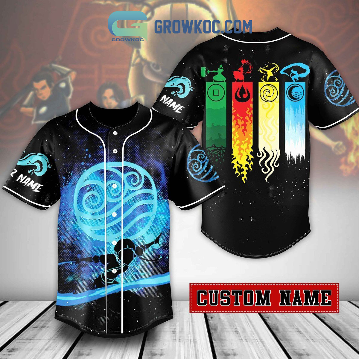 Avatar The Last Airbender Waterbending Fan Personalized Baseball Jersey baseball jersey product view 1