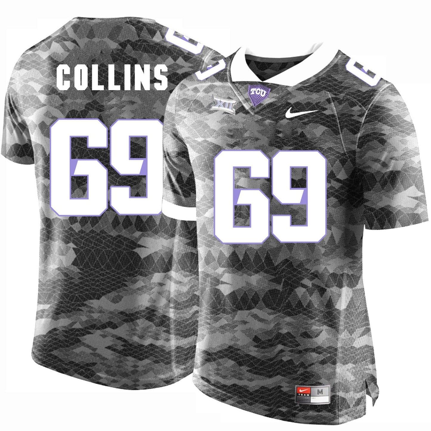Aviante Collins 69 Grey College Football Jersey football jersey product view 1