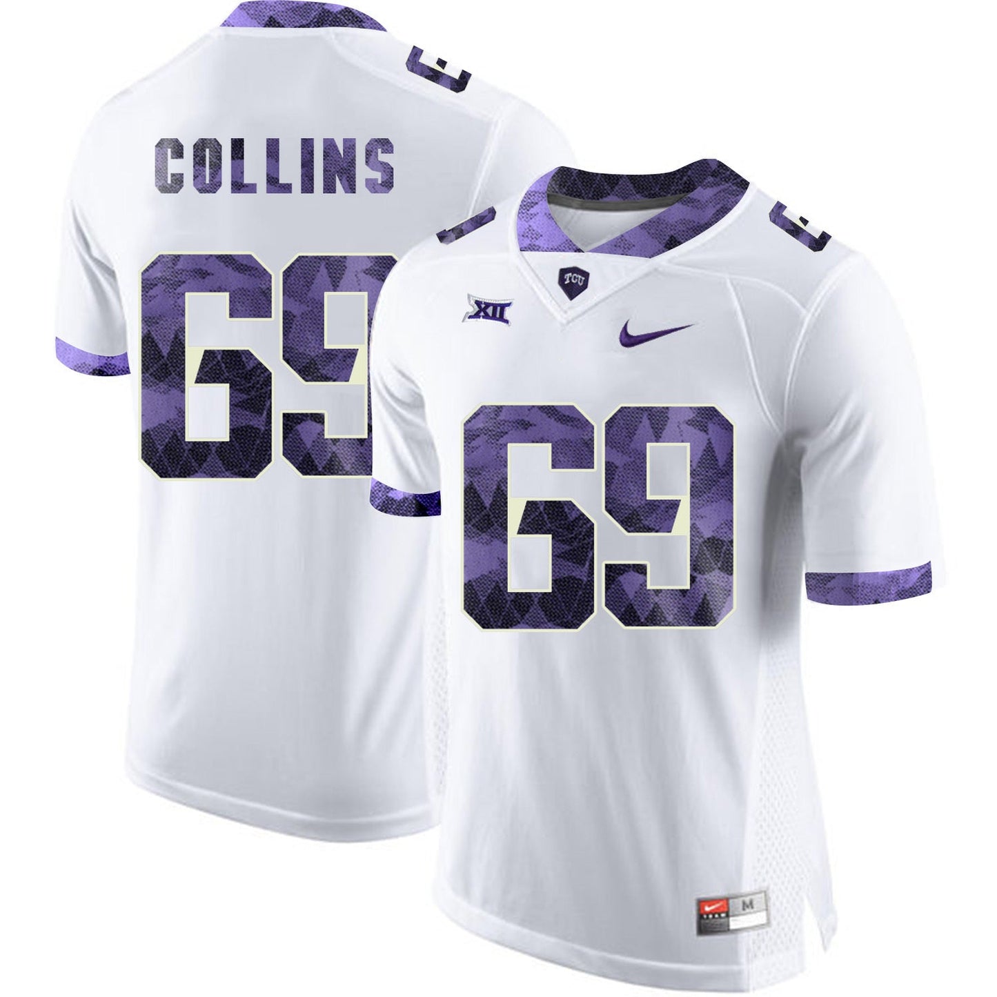Aviante Collins 69 White College Football Jersey football jersey product view 1