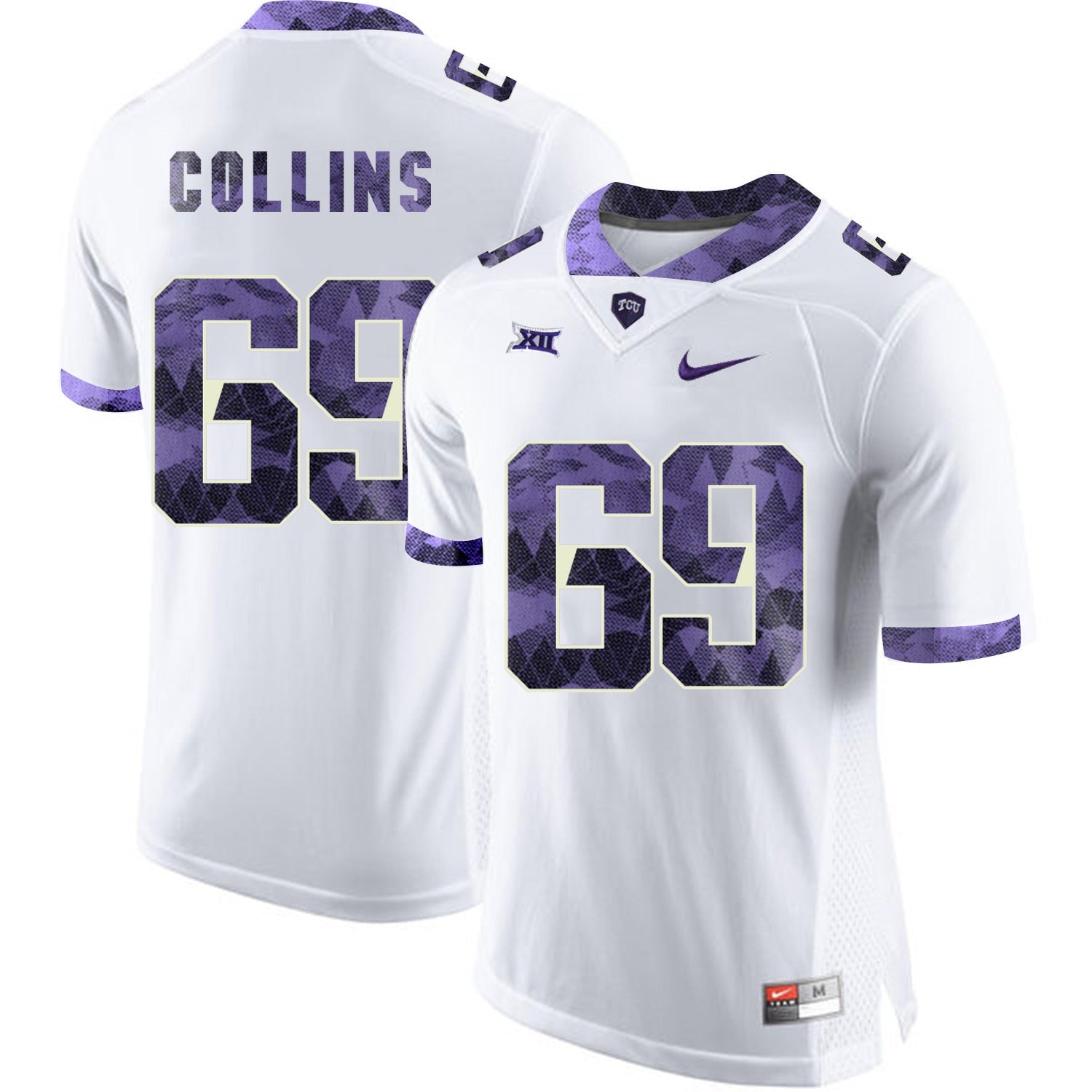 Aviante Collins 69 White College Football Jersey football jersey product view 1