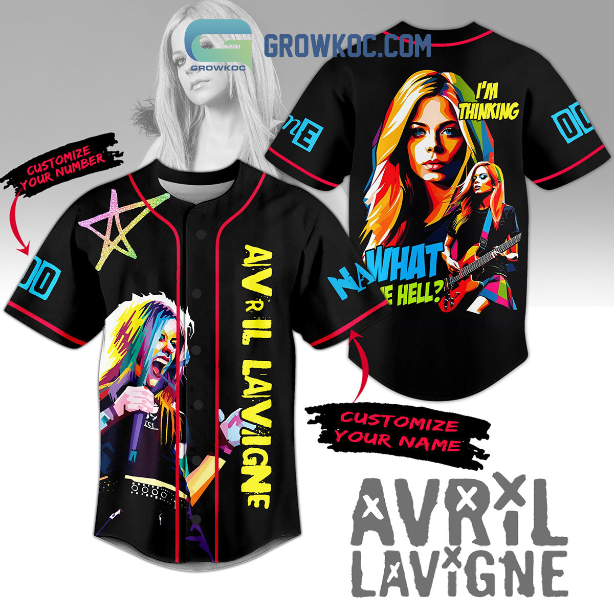 Avril Lavigne I’m Thinking What The Hell Personalized Baseball Jersey baseball jersey product view 1