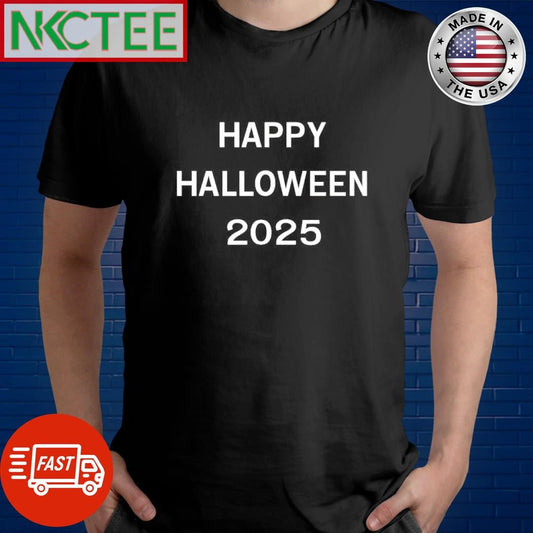 Awesome Happy Halloween 2025 text shirt Unisex T-shirt, Sweatshirt, Hoodie, Long Sleeve Tee - T-Shirt, Sweatshirt, Hoodie