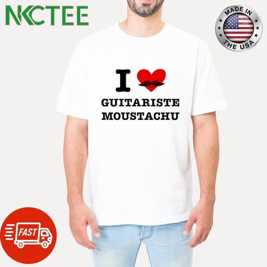 Awesome I love guitariste moustachu heart shirt Unisex T-shirt, Sweatshirt, Hoodie, Long Sleeve Tee - T-Shirt, Sweatshirt, Hoodie