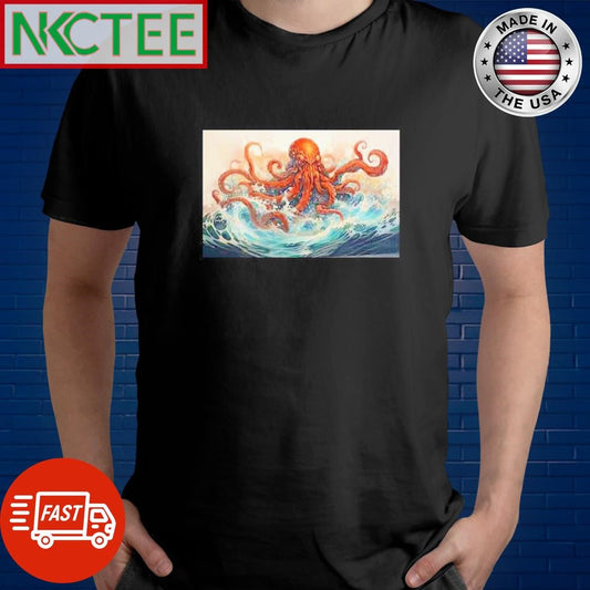 Awesome Octopus wave paint shirt Unisex T-shirt, Sweatshirt, Hoodie, Long Sleeve Tee - T-Shirt, Sweatshirt, Hoodie