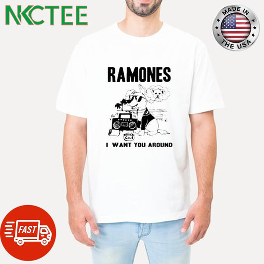 Awesome Ramones I Want You Around dog sunglasses beach shirt Unisex T-shirt, Sweatshirt, Hoodie, Long Sleeve Tee - T-Shirt, Sweatshirt, Hoodie