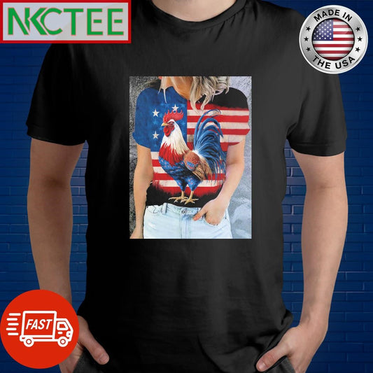 Awesome USA Flag rooster shirt Unisex T-shirt, Sweatshirt, Hoodie, Long Sleeve Tee - T-Shirt, Sweatshirt, Hoodie