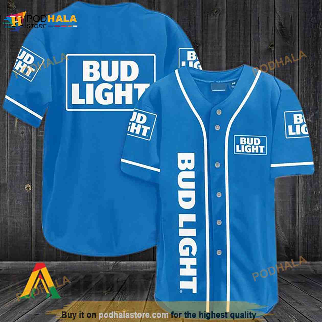 Azure Bud Light 3D Baseball Jersey baseball jersey product view 1