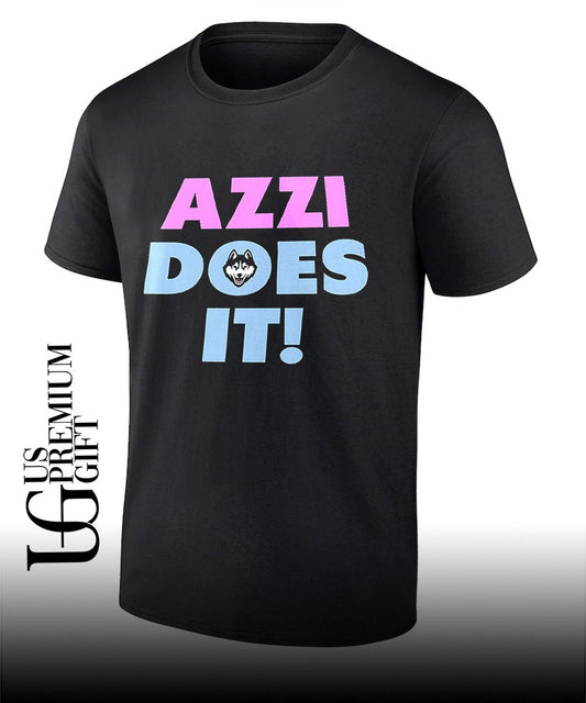 Azzi Does It UConn Huskies logo shirt Unisex T-shirt, Sweatshirt, Hoodie, Long Sleeve Tee - T-Shirt, Sweatshirt, Hoodie