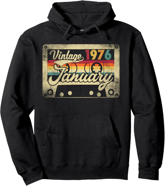 1976 January 50 Years Old 50Th Hoodie Vintage Fashion