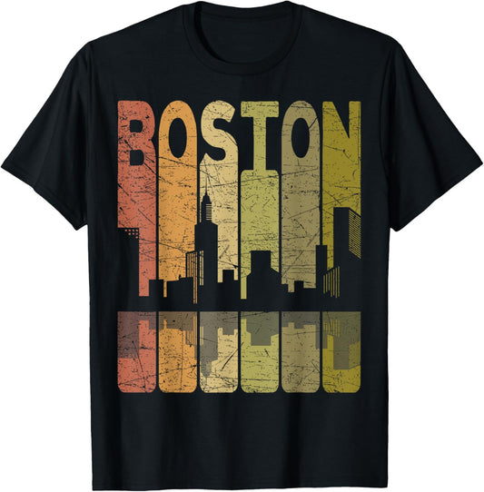 Boston Boston Massachusetts Boston Skyline TShirt Retro Art