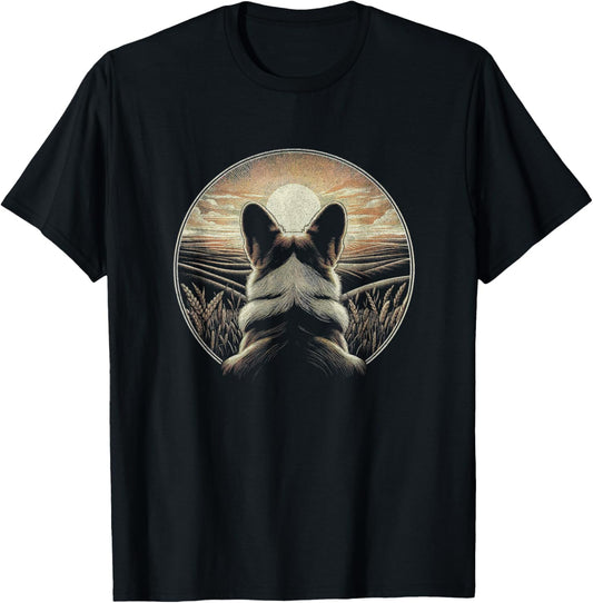 Cardigan Welsh Corgi Dog Sunset Art Tee Unique Collection