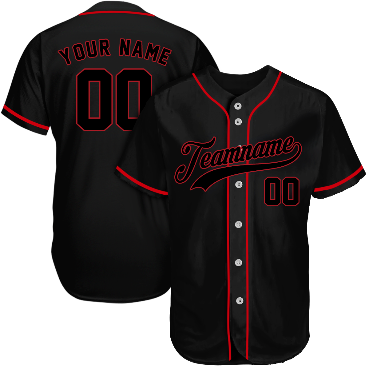 Custom Black Red Baseball Jersey baseball jersey product view 1