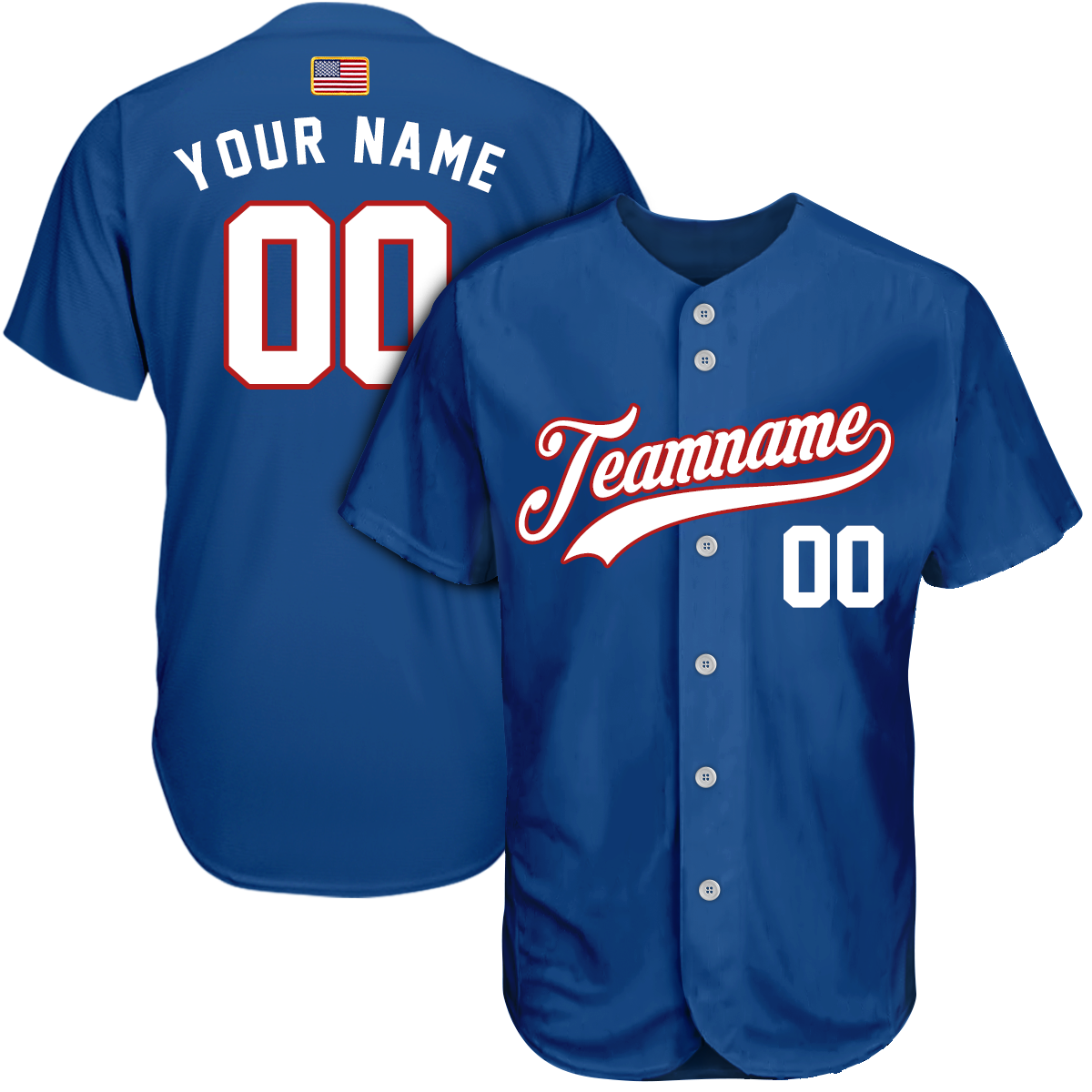 Custom Blue White Red Baseball Jersey baseball jersey product view 1
