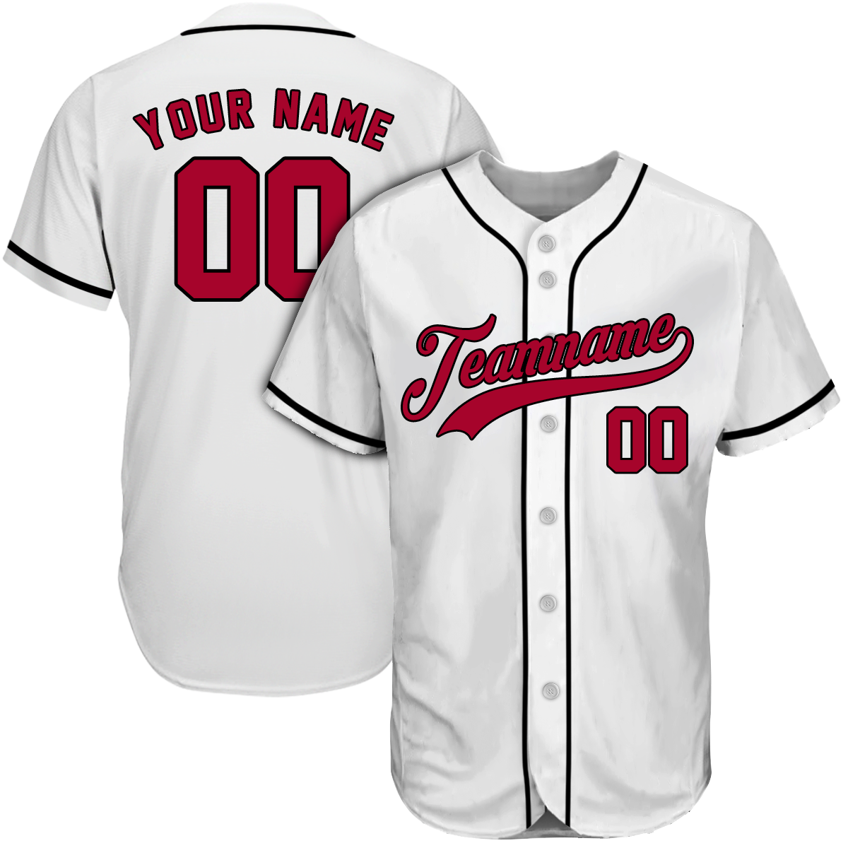 Custom White Red Baseball Jersey baseball jersey product view 1
