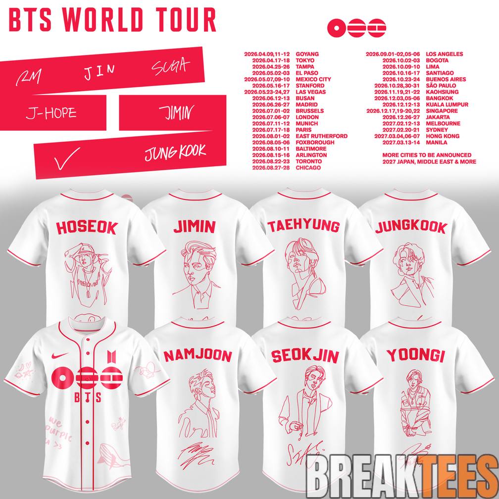 BTS ARIRANG World Tour 2026 Baseball Jersey baseball jersey product view 2
