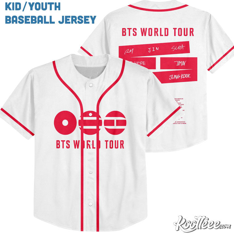 BTS World Tour Idol Kpop Fan Baseball Jersey baseball jersey product view 1