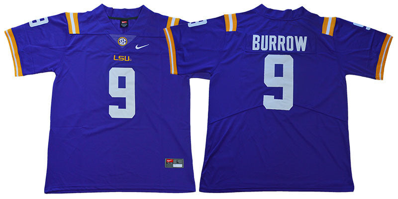 BURROW 9 Legend Purple College Football Jersey football jersey product view 1