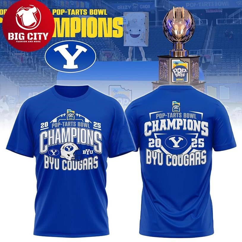 BYU Cougars Football 2025 Pop-Tarts Bowl Champions Two Sided Shirt Unisex T-shirt, Sweatshirt, Hoodie, Long Sleeve Tee - T-Shirt, Sweatshirt, Hoodie