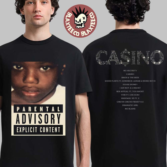 Baby Keem Casino Album Cover With Tracklist Two Sided T-Shirt Unisex T-shirt, Sweatshirt, Hoodie, Long Sleeve Tee - T-Shirt, Sweatshirt, Hoodie