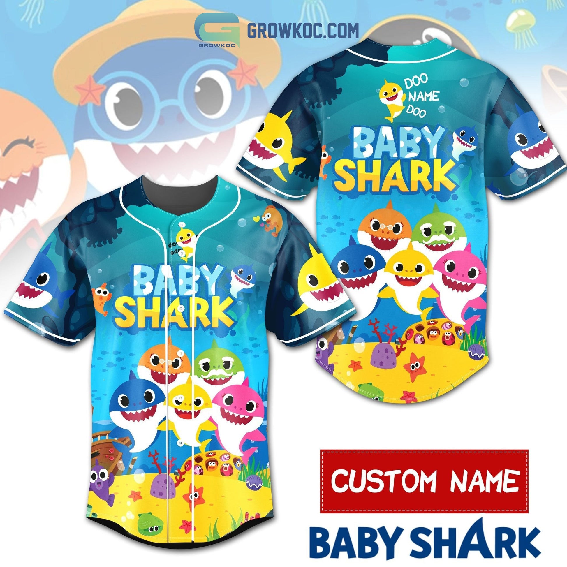 Baby Shark Doo Doo Personalized Baseball Jersey baseball jersey product view 1