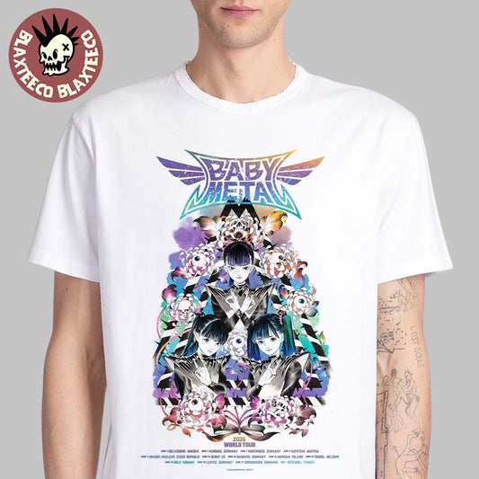 Babymetal World Tour 2026 UK And EU Merch Poster Schedule Dates Art By Peach MoMoKo T-Shirt - T-Shirt, Sweatshirt, Hoodie