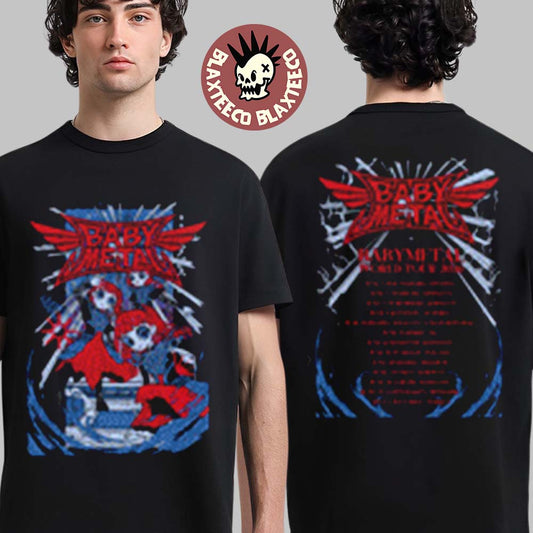 Babymetal World Tour 2026 UK And EU Merch Thunder Strike Two Sided T-Shirt Unisex T-shirt, Sweatshirt, Hoodie, Long Sleeve Tee - T-Shirt, Sweatshirt, Hoodie