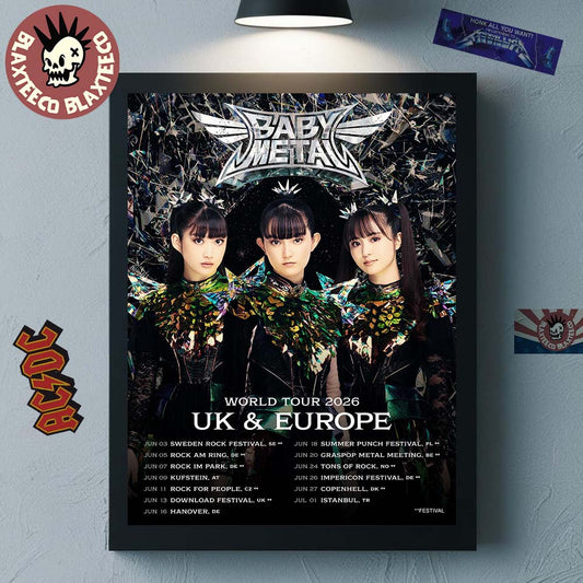 Babymetal World Tour 2026 UK And Europe Schedule Dates The Biggest Babymetal Tour Ever Poster Canvas - T-Shirt, Sweatshirt, Hoodie
