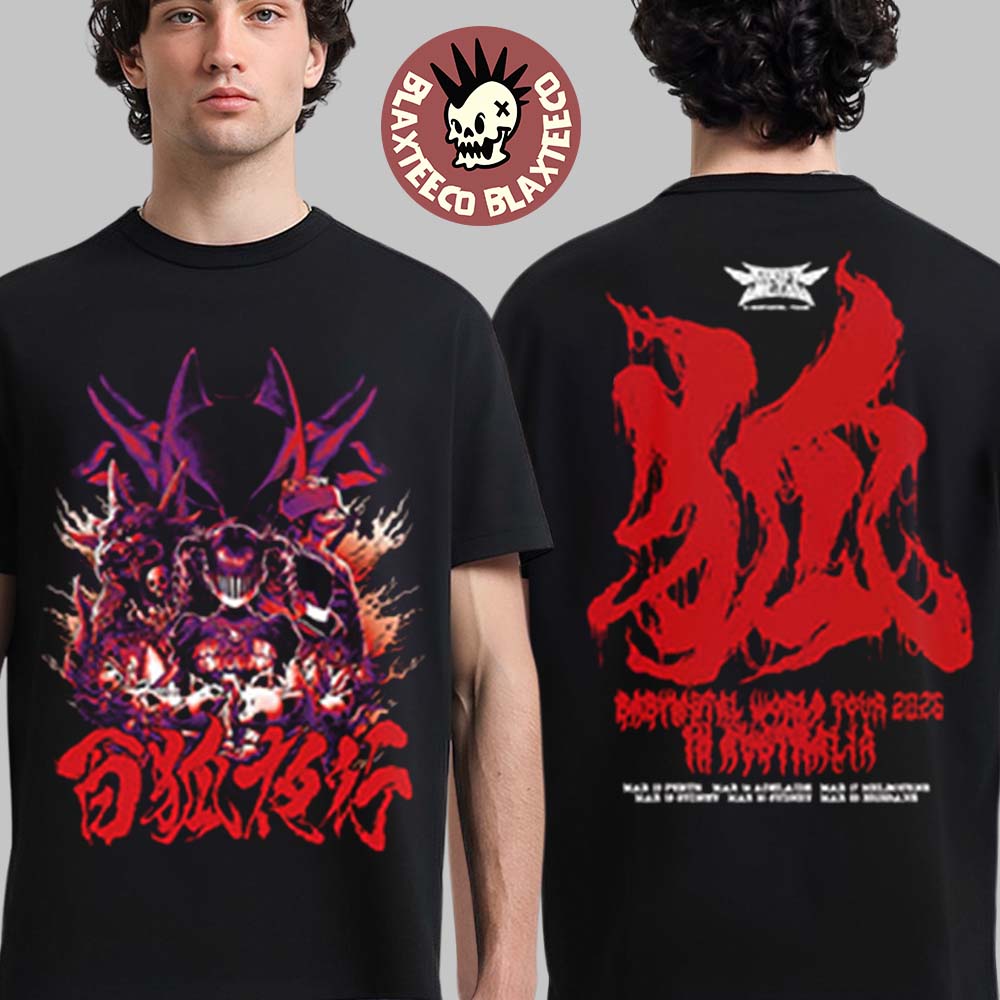 Babymetal World Tour In Australia 2026 Merch Hyakko Yako T-Shirt Unisex T-shirt, Sweatshirt, Hoodie, Long Sleeve Tee - T-Shirt, Sweatshirt, Hoodie