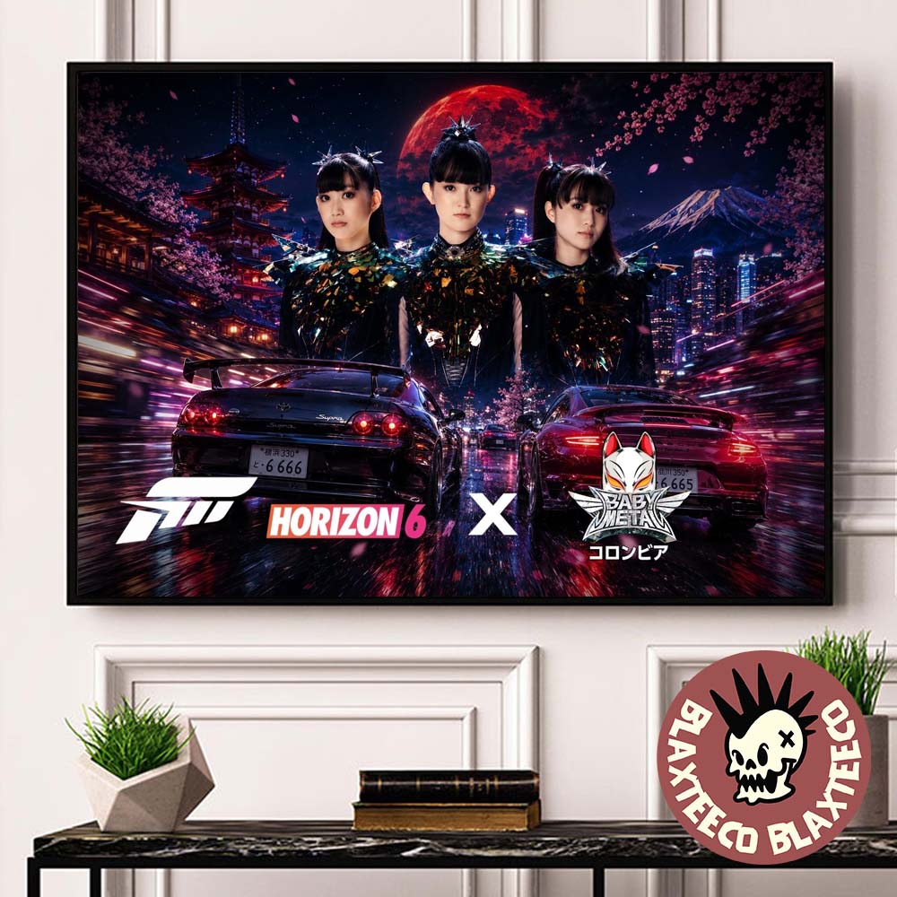 Babymetal x Forza Horizon 6 White Flame Tracklist Decor Poster Canvas Unisex T-shirt, Sweatshirt, Hoodie, Long Sleeve Tee - T-Shirt, Sweatshirt, Hoodie