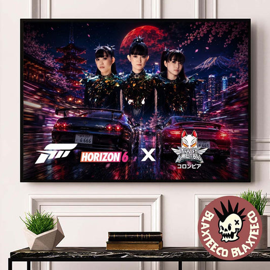 Babymetal x Forza Horizon 6 White Flame Tracklist Decor Poster Canvas Unisex T-shirt, Sweatshirt, Hoodie, Long Sleeve Tee - T-Shirt, Sweatshirt, Hoodie