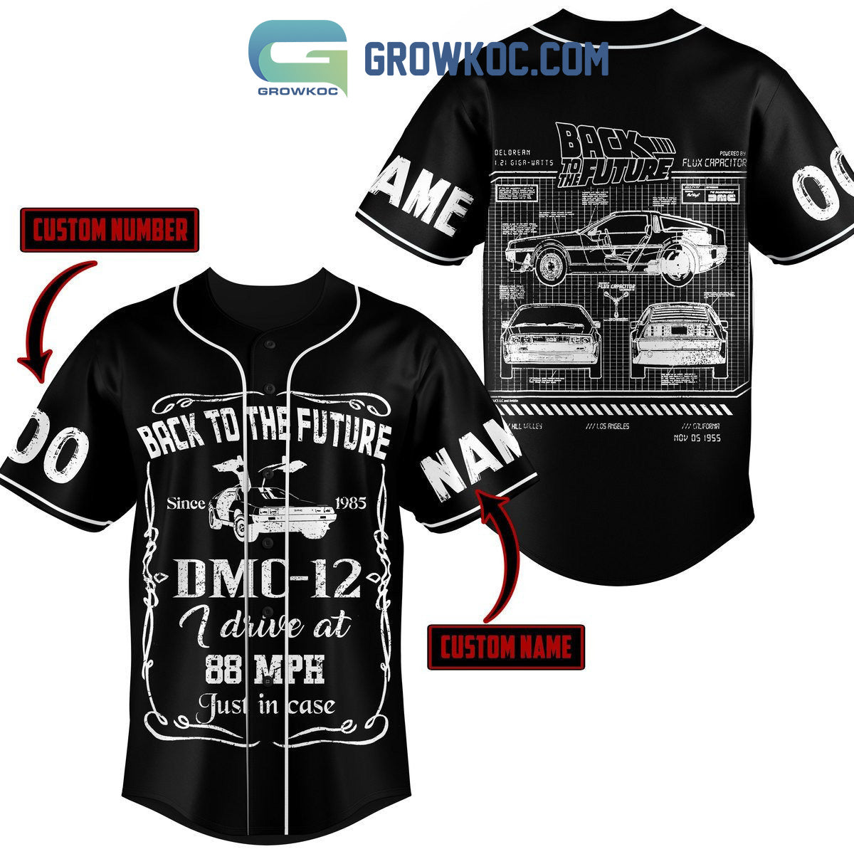 Back To The Future DMO 12 I Drive At 88 MPH Personalized Baseball Jersey baseball jersey product view 1