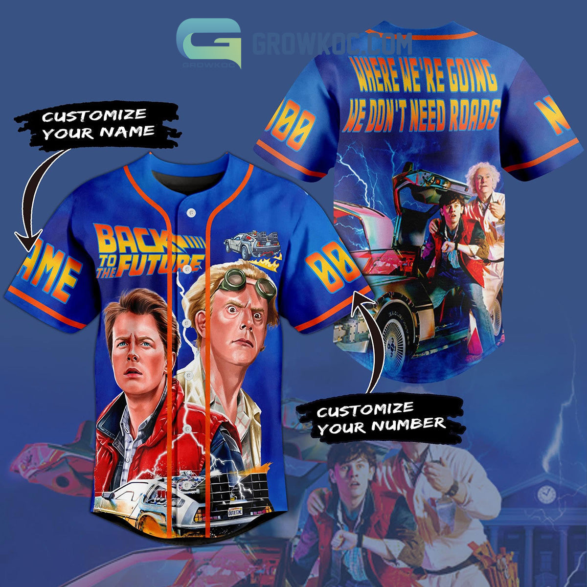 Back To The Future Personalized Baseball Jersey baseball jersey product view 1