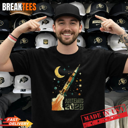 Back to The Moon Artemis II Lunar Mission 2026 Rocket Launch Shirt Unisex T-shirt, Sweatshirt, Hoodie, Long Sleeve Tee - T-Shirt, Sweatshirt, Hoodie