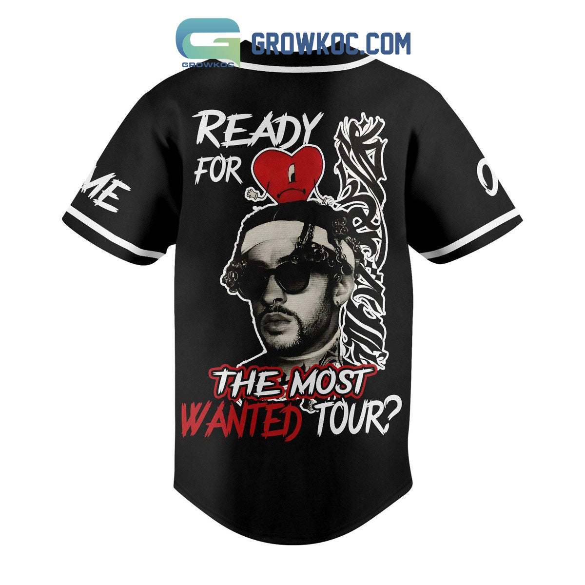 Bad Bunny Are You Ready For World Tour Love Personalized Baseball Jersey baseball jersey product view 3