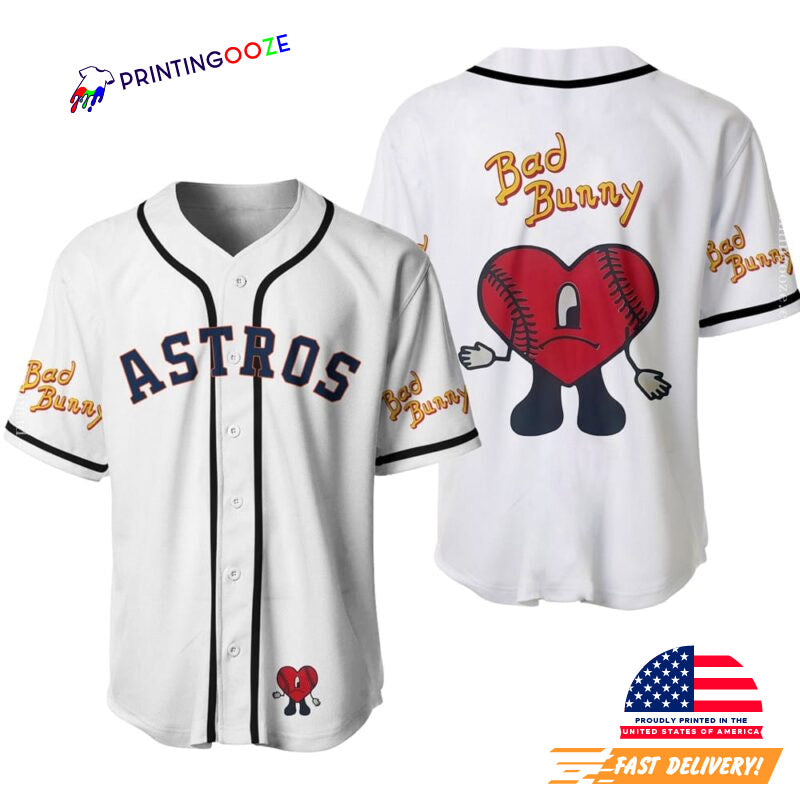 Bad Bunny Astros Baseball Jersey baseball jersey product view 1