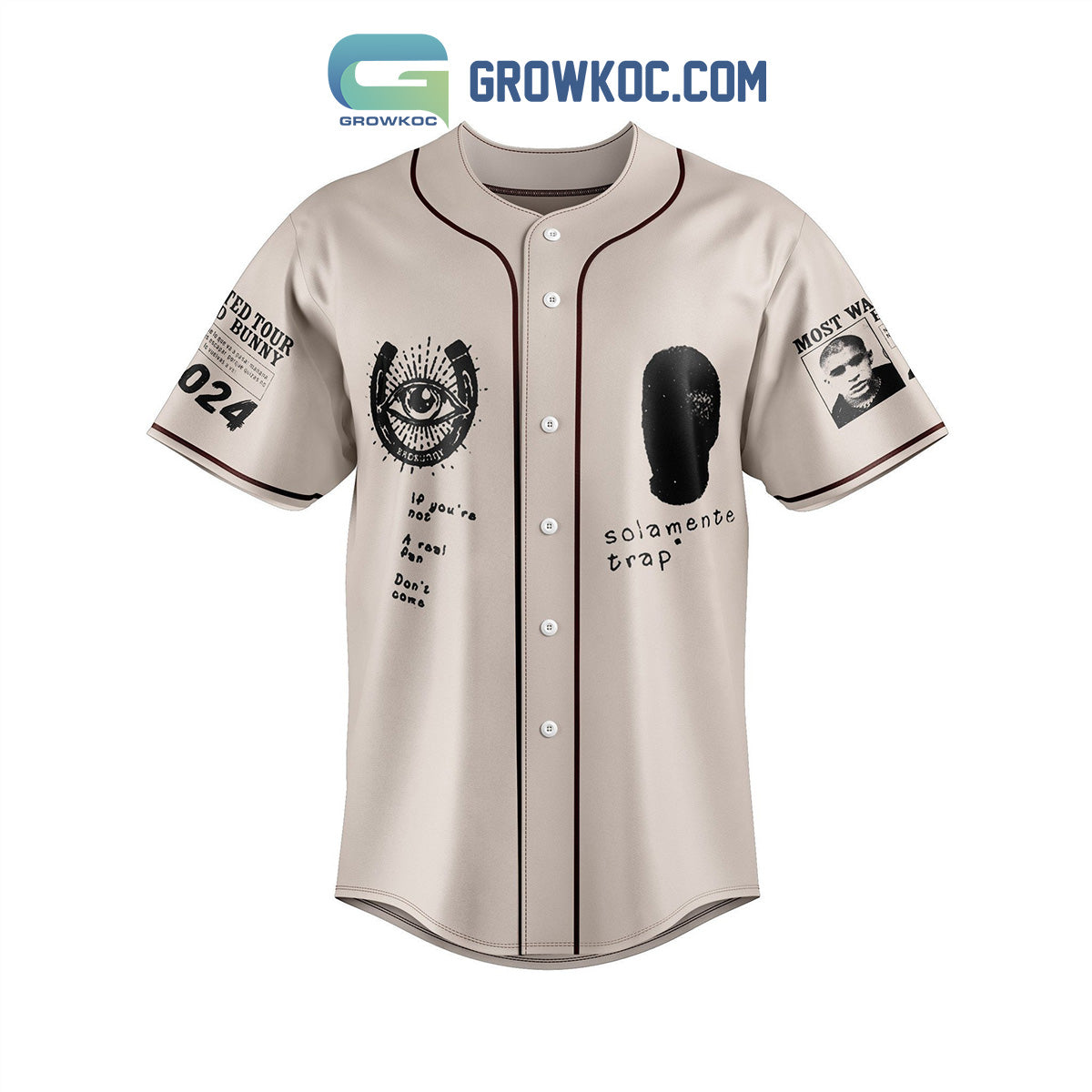 Bad Bunny Benito Most Wanted Tour 2024 Baseball Jersey baseball jersey product view 2