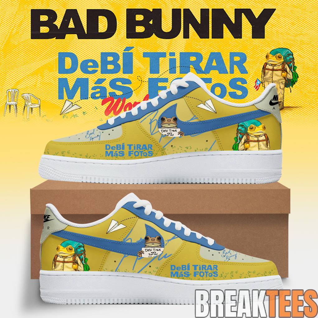 Bad Bunny DeB TiRAR MS FOToS World Tour 2026 Air Force 1 Unisex T-shirt, Sweatshirt, Hoodie, Long Sleeve Tee - T-Shirt, Sweatshirt, Hoodie