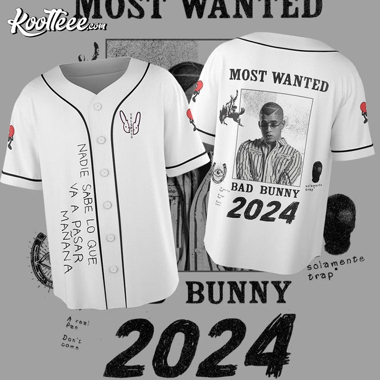 Bad Bunny Most Wanted Tour 2024 Baseball Jersey baseball jersey product view 1