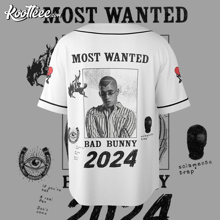Bad Bunny Most Wanted Tour 2024 Baseball Jersey baseball jersey product view 3