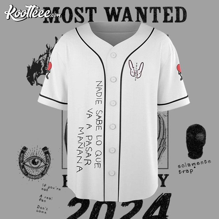 Bad Bunny Most Wanted Tour 2024 Baseball Jersey baseball jersey product view 2