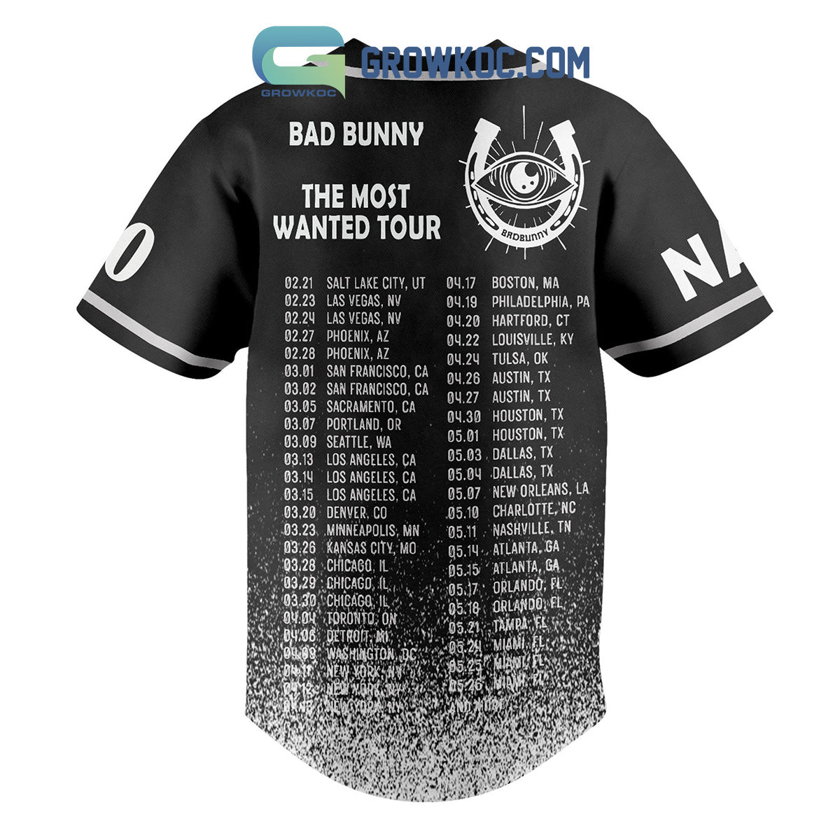 Bad Bunny The Most Wanted Tour Personalized Baseball Jersey baseball jersey product view 2