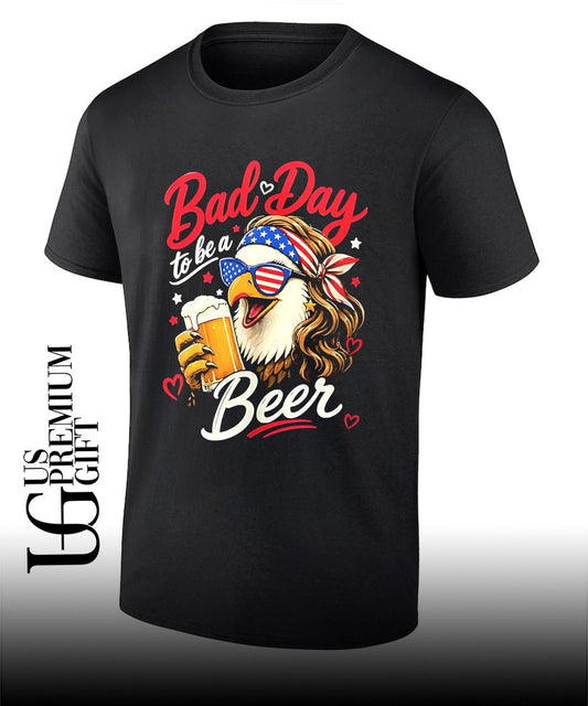 Bad Day to Be a Beer Patriotic Bald Eagle with American Flag Bandana and Heart Accents shirt - T-Shirt, Sweatshirt, Hoodie