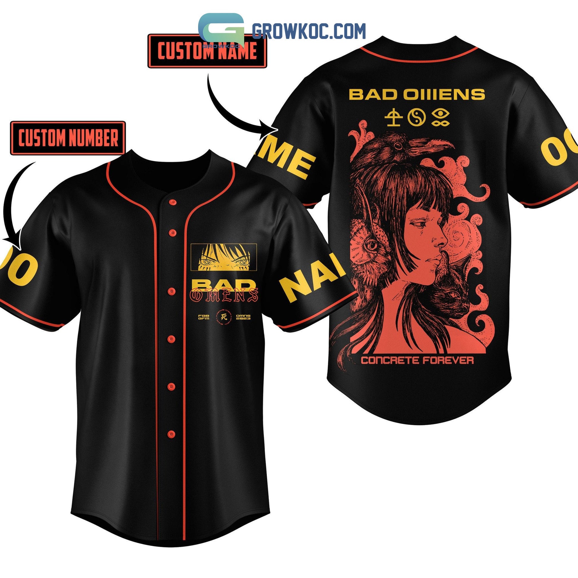 Bad Omens Concrete Forever Personalized Baseball Jersey baseball jersey product view 1
