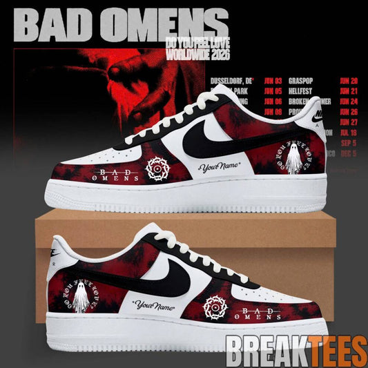 Bad Omens Do You Feel Love Worldwide 2026 Tour Custom Air Force 1 Shoes Unisex T-shirt, Sweatshirt, Hoodie, Long Sleeve Tee - T-Shirt, Sweatshirt, Hoodie